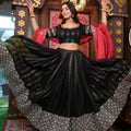 Jyoti Fashion Women's Black Faux Georgette 5MM Sequins with Zari Embroidered Designer Lehenga Choli Set | Grocsy