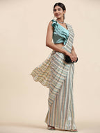 Sky Blue Pure Georgette Sequence work Ready to wear Saree with stitched Blouse - Satiksha | Grocsy