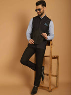Even Apparels Pure Wool Nehru Jacket - Black | Grocsy