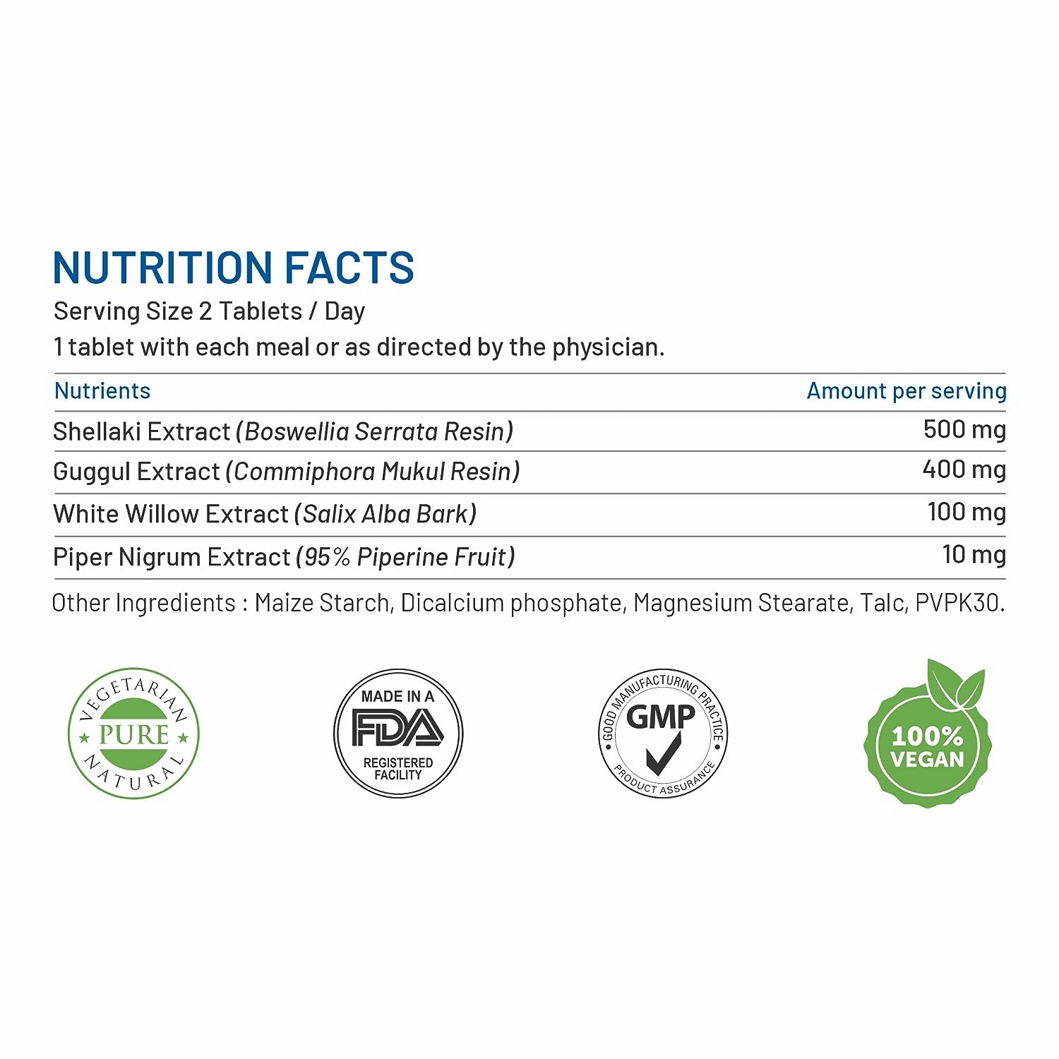 Bliss Welness Boswellia White Willow Tablets | Grocsy