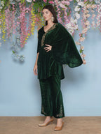 Joban Fashion Green Velvet Hand Embellished Set | Grocsy