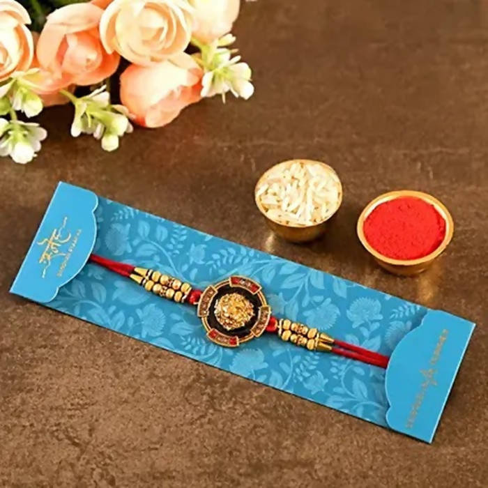 Traditional Lion Face Rakhi & Healthy Almonds | Grocsy