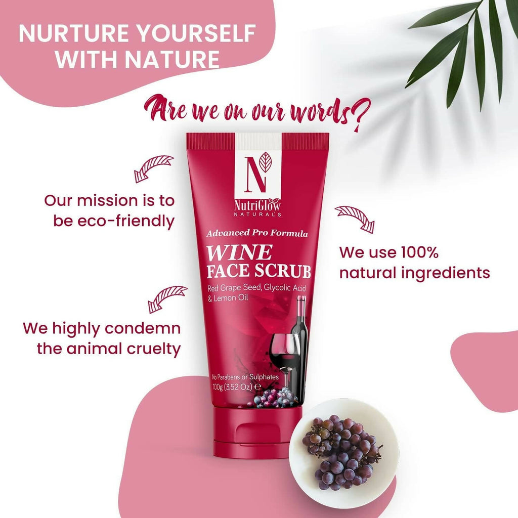 NutriGlow NATURAL'S Advanced Pro Formula Wine Face Scrub | Grocsy