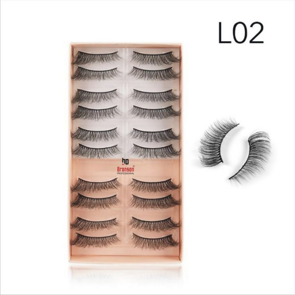 Bronson Professional Eyelash Set 3d False Long And Natural Eye Makeup - L02 | Grocsy