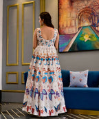 Casual Designer Offwhite Cotton Silk Gown - Anbazaar | Grocsy