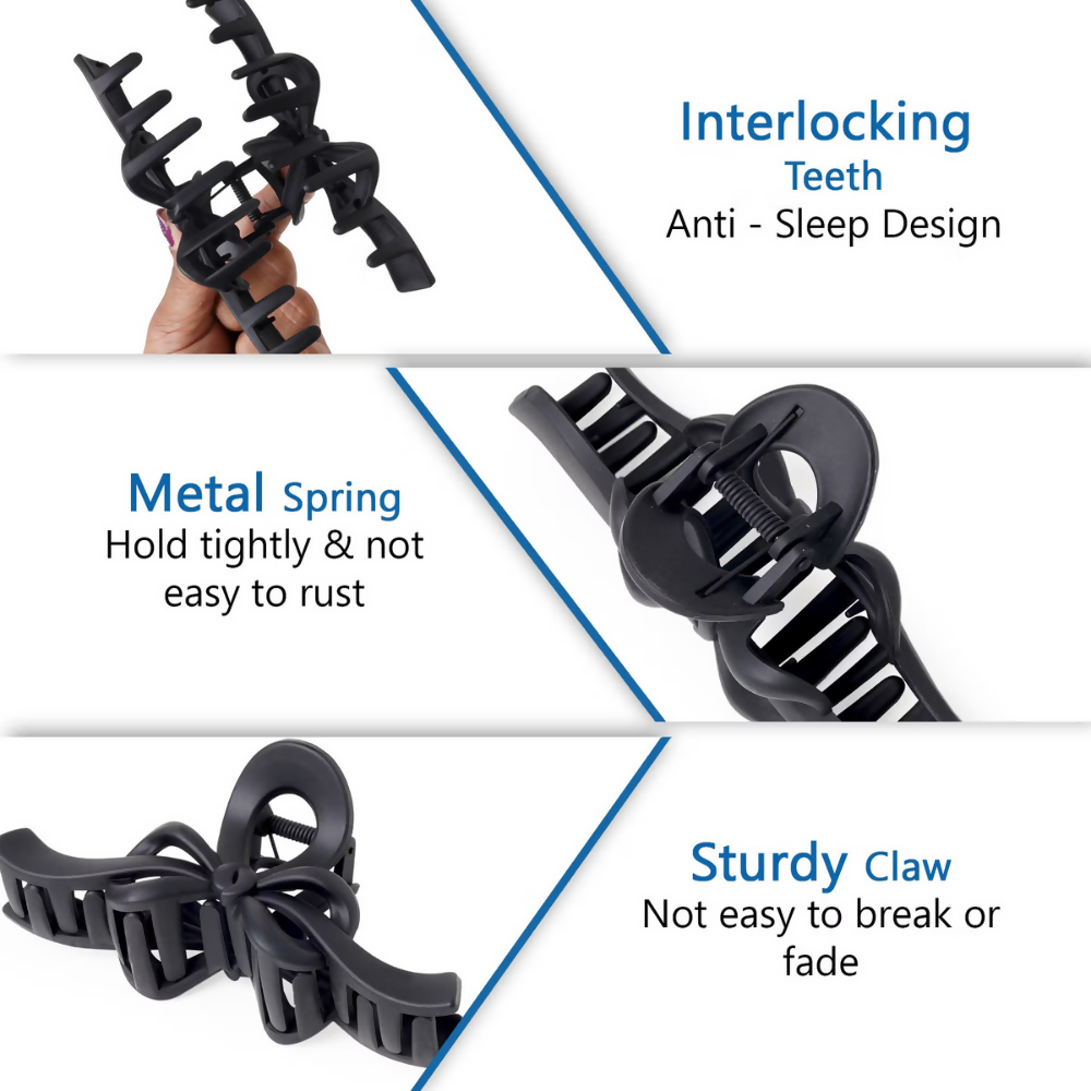 Bronson Professional Hair Claw Clip Hair Clutcher - Matte Black | Grocsy