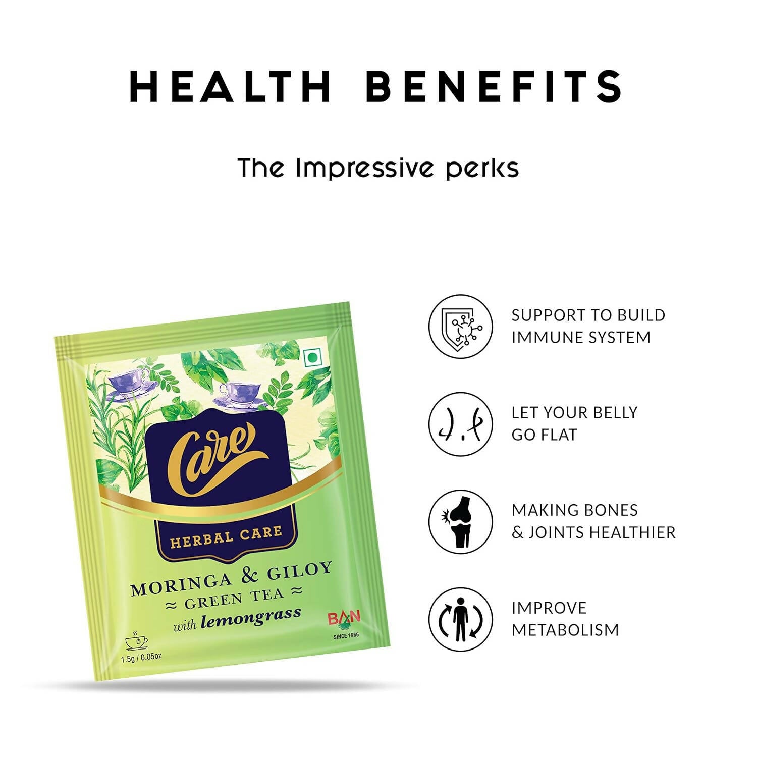 Care Moringa & Giloy Green Tea Bags with Lemongrass | Grocsy