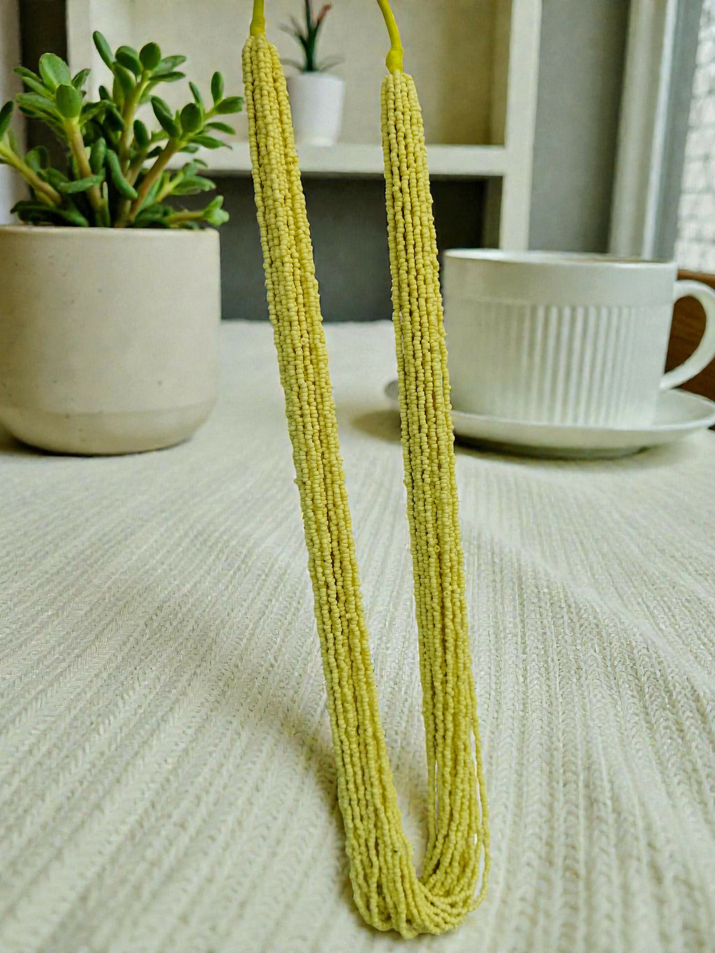 Inhanns Rangsaaz 20-Layer Luxe Long Beaded Only Necklace - Lemon Yellow Only Necklace | Grocsy