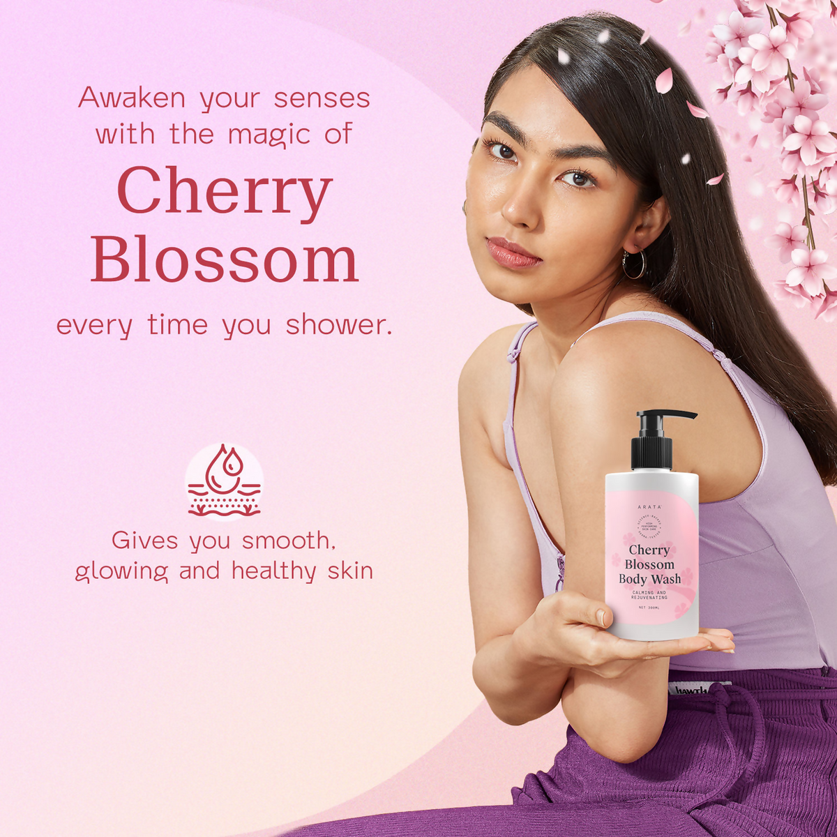 Arata Body Wash Nourishing Calming And Rejuvenating - Cherry Blossom | Grocsy