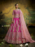 House of Panchhi Pink Pure Silk Moti & Zarkan heavy embroidery Lehenga choli & Dupatta | Grocsy