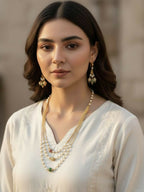 NVR Women Gold Plated Multicolour Artificial Beads Necklace with Earrings | Grocsy