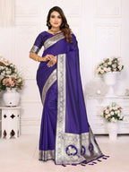 Anaita Purple Banarasi Silk With Beautiful Gala Weaving Saree With Blouse | Grocsy