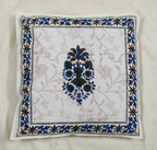 The Decor Nook Blue Floral Print With Blue Brown Border Cushion Cover | Grocsy