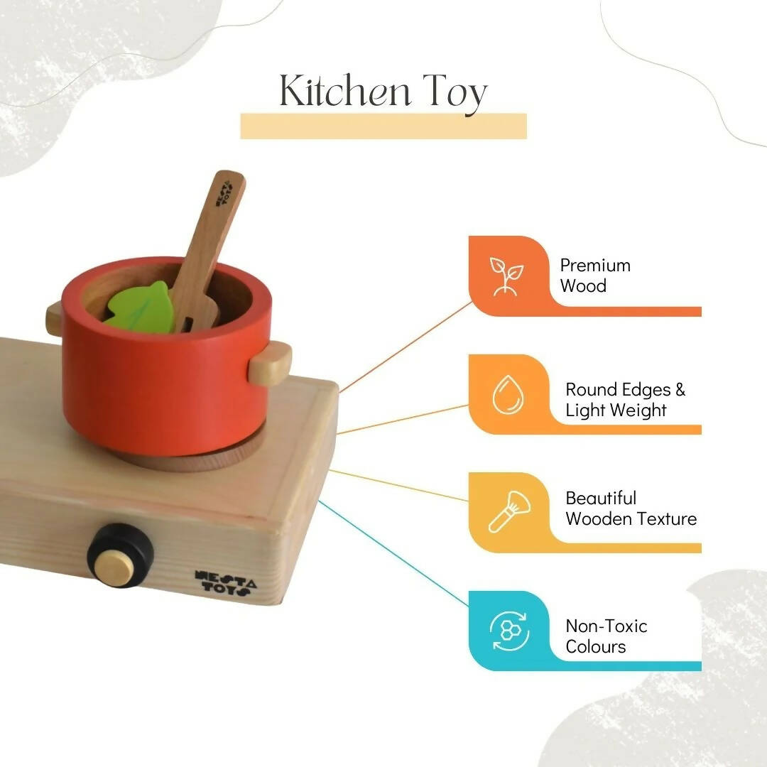 Nesta Toys Wooden Gas Stove Toy | Kitchen Play Toy for Kids | Grocsy