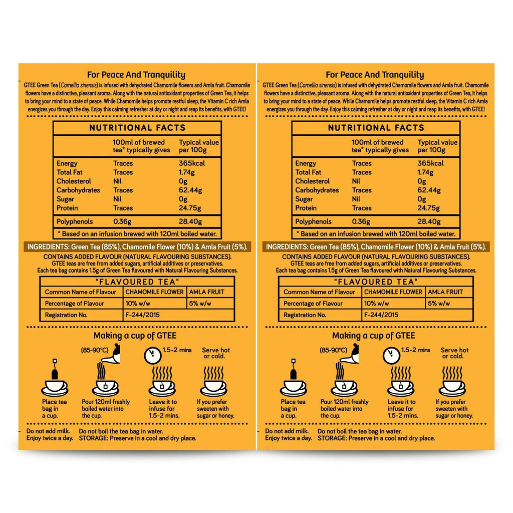 Gtee Chamomile Green Tea Bags for Stress Relief and Good Sleep | Grocsy
