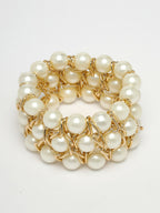 NVR Women White Beaded Elasticated Bracelet