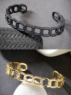 NVR Men's Set of 2 Gold & Black Rhodium-Plated Metal Cuff Bracelet