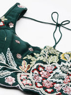 House of Panchhi Green Georgette Sequins and thread embroidery Lehenga choli & Dupatta | Grocsy