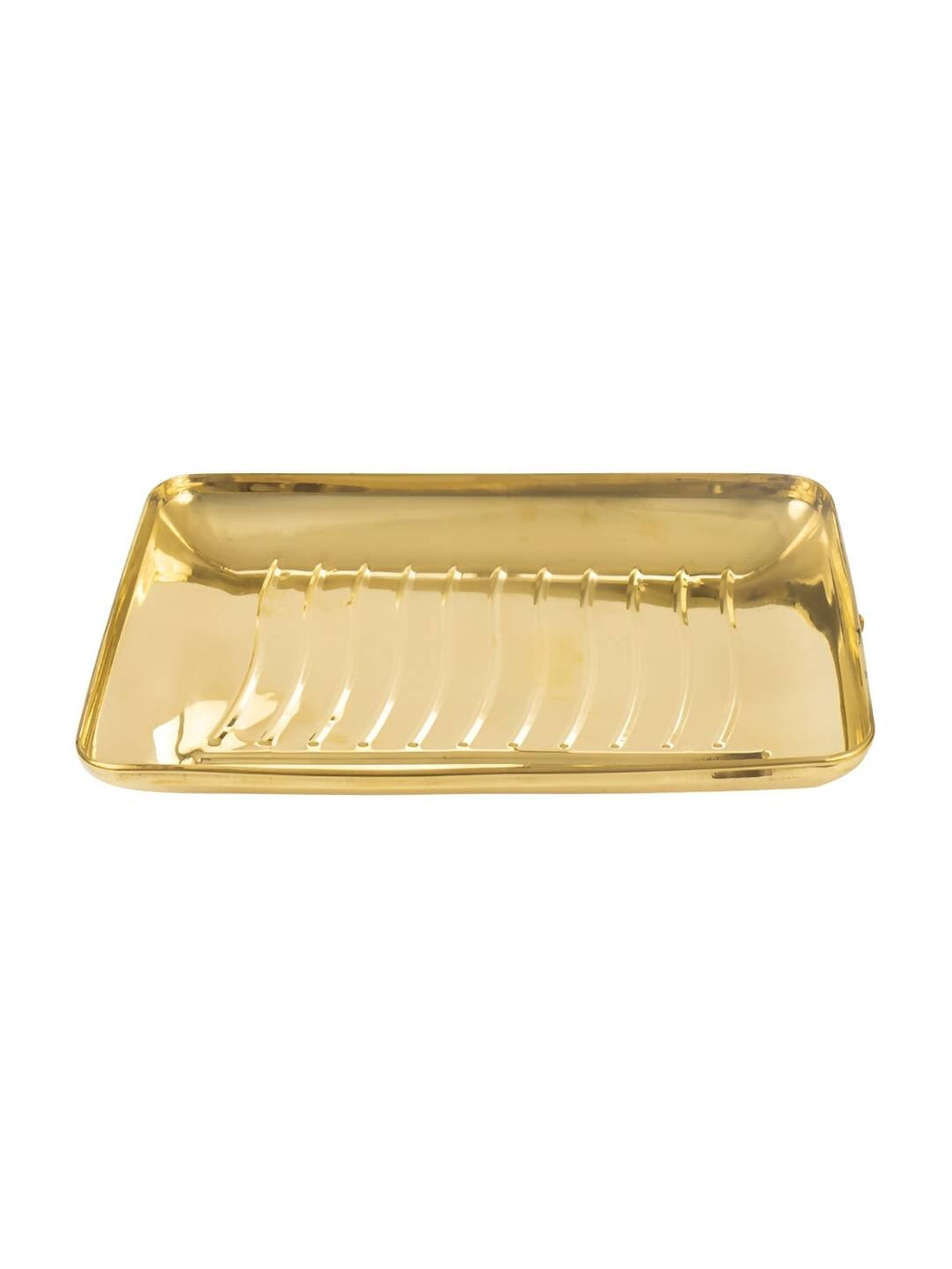 Spillbox Gold-Toned Brass Rectangular Lines Thali Pooja Essential | Grocsy