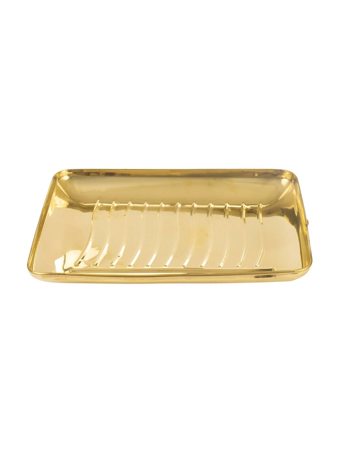 Spillbox Gold-Toned Brass Rectangular Lines Thali Pooja Essential | Grocsy