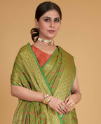 Green Silk Woven Design Saree With Unstitched Blouse Piece - Akshita | Grocsy