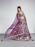 House of Panchhi Burgundy Net Sequins And Thread Embroidery Lehenga Choli & Dupatta | Grocsy