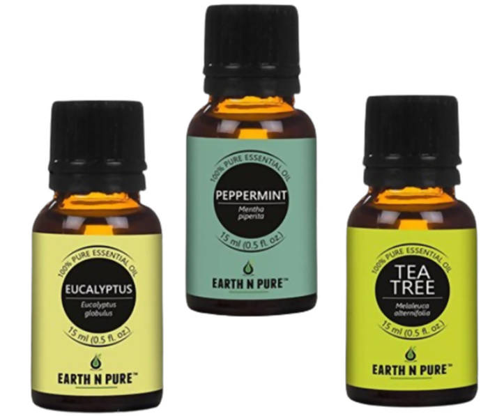 Earth N Pure Essential Oils (Eucalyptus, Peppermint & Tea Tree) | Grocsy