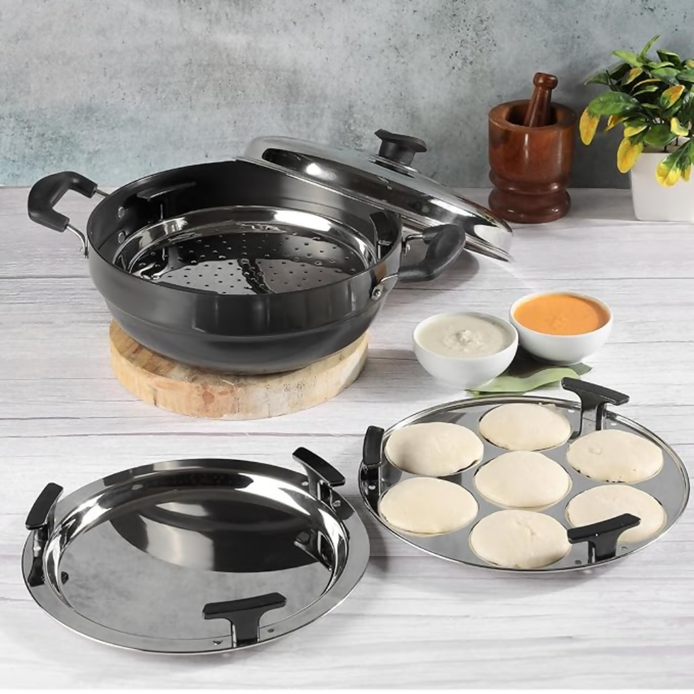 Vinod Black Pearl Hard Anodised Multi Kadai | Grocsy