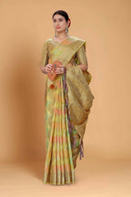 Pista Soft Organza Woven Design Saree With Unstitched Blouse Piece - Zaara | Grocsy