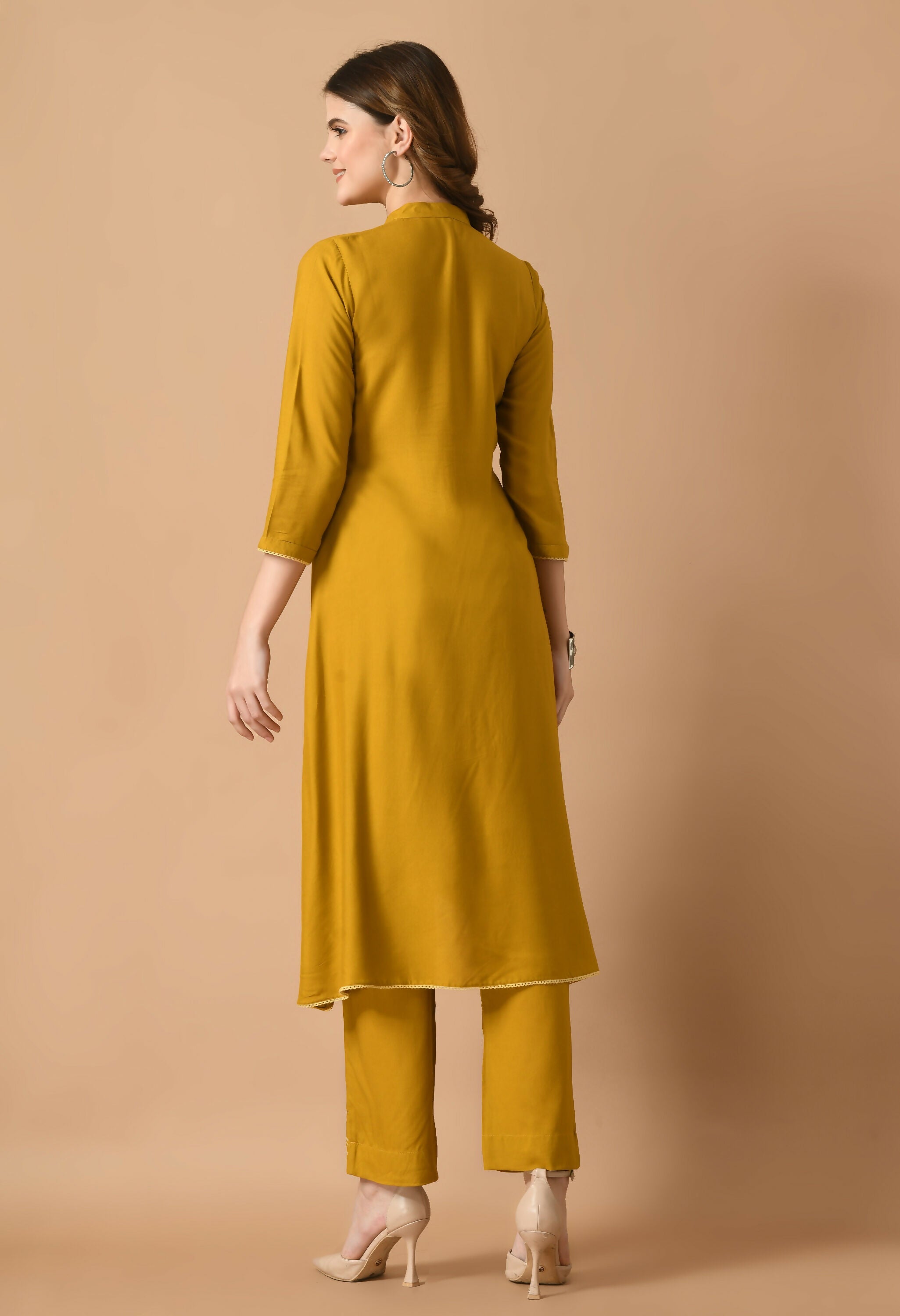 Joban Fashion Mustard Cotton Rayon Kurta Set | Grocsy