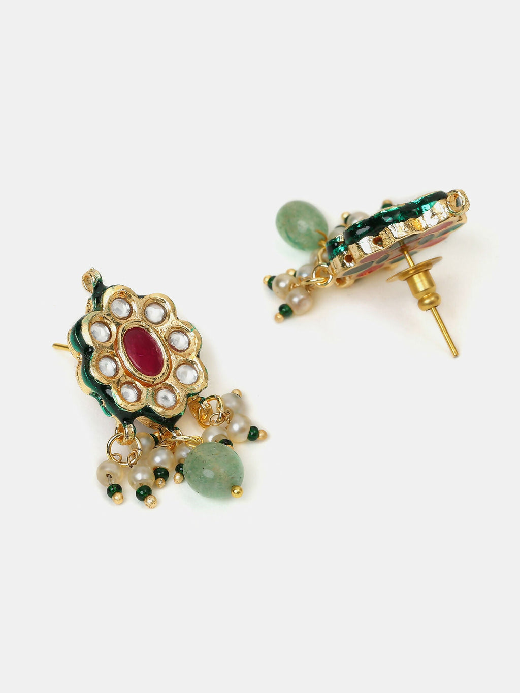 Ruby Raang Long Kundan Neckpiece With Earrings | Grocsy