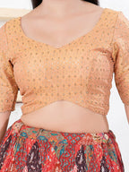 Joban Fashion Rose-Gold Tissue Elbow Sleeveless Back Open Blouse | Grocsy