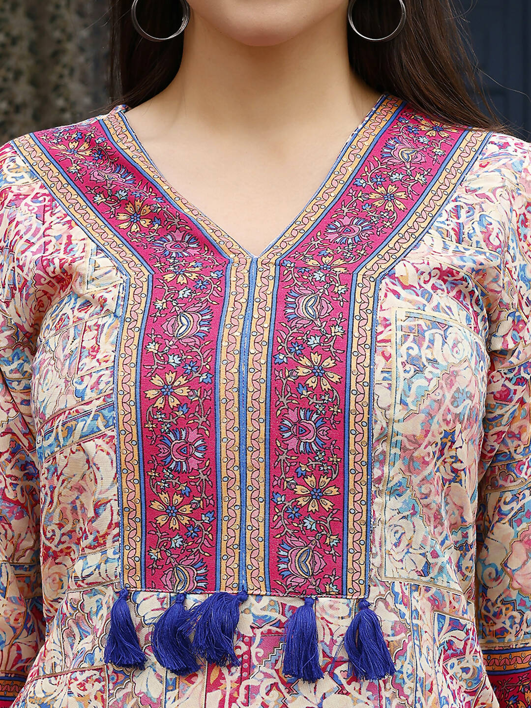 Pink Rayon abstract & Floral Printed Top with Matching Bottom - Eesha | Grocsy