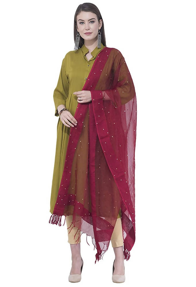 Mominos Fashion Maroon Stone Work Dupatta | Grocsy