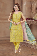 Joban Fashion Women Tissue Green Round Neck Emroidery Kurta Set | Grocsy