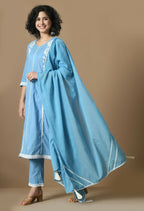 Joban Fashion L.Blue Cotton Kurta Set | Grocsy