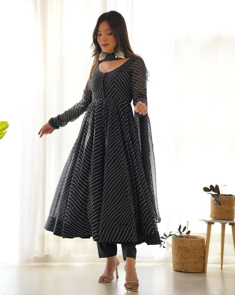 Joban Fashion Black Kurta Set Georgette Sequence Embroidery Work | Grocsy