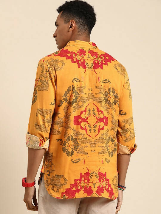 Mustard Men Pure Cotton Relaxed Opaque Printed Casual Resort Shirt - Mahotsav | Grocsy