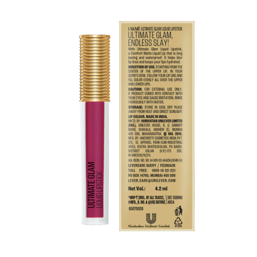 Lakme Ultimate Glam Matte Liquid Lipstick - Pink Glam | Grocsy