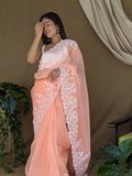 Vamsee Sai Pallavi Orange Organza Saree | Grocsy