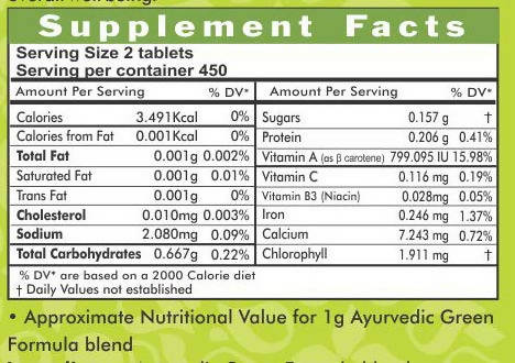 Ayurvedic Life Ayurvedic Green Formula Tablets | Grocsy