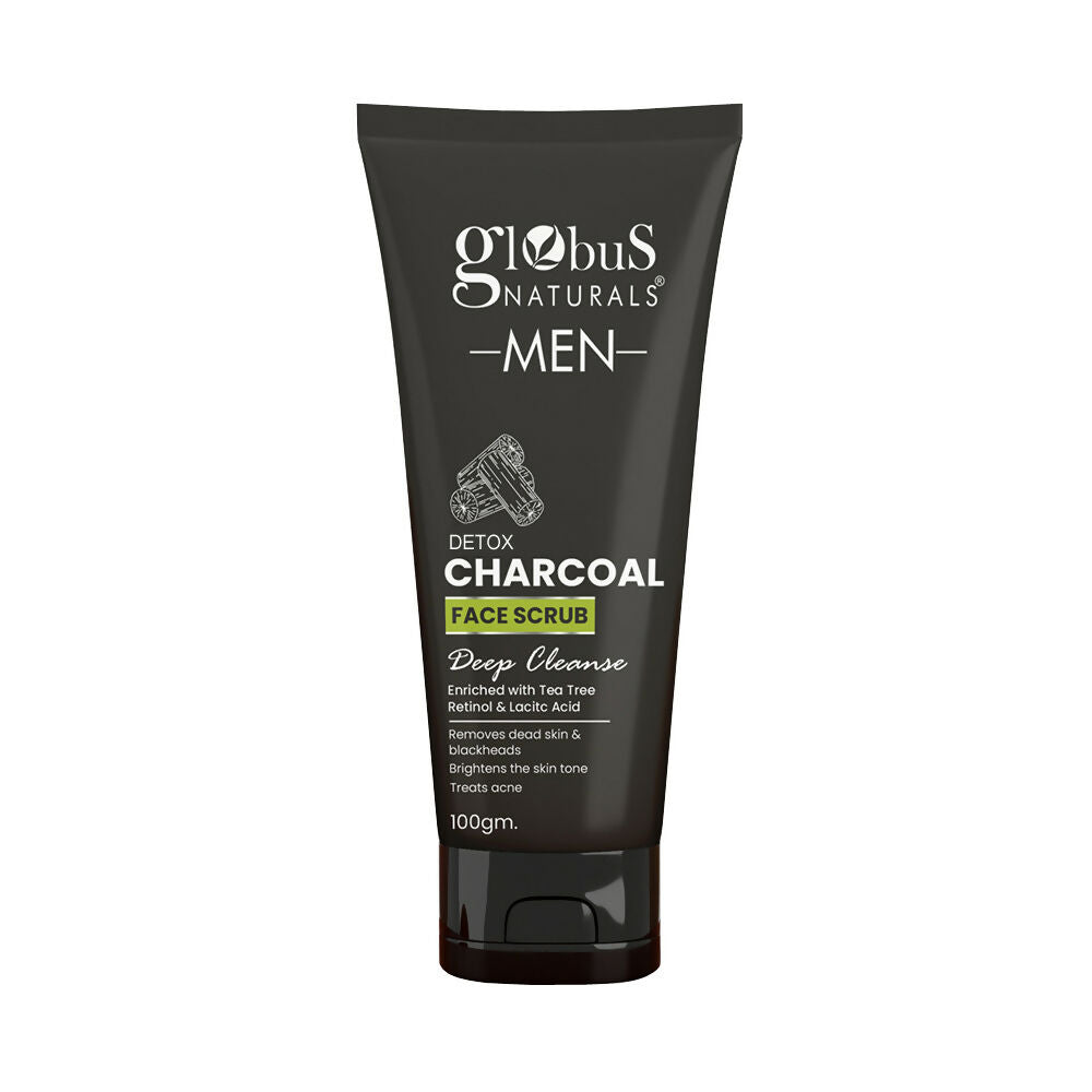 Globus Naturals Anti Pollution & Anti Acne Detox Charcoal Face Scrub for Men | Grocsy