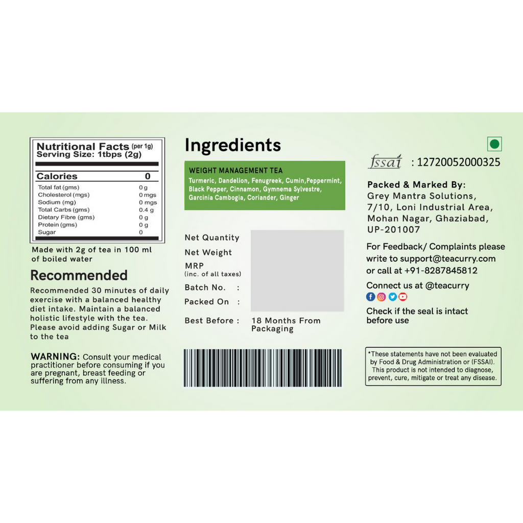 Teacurry Weight Management Tea | Grocsy