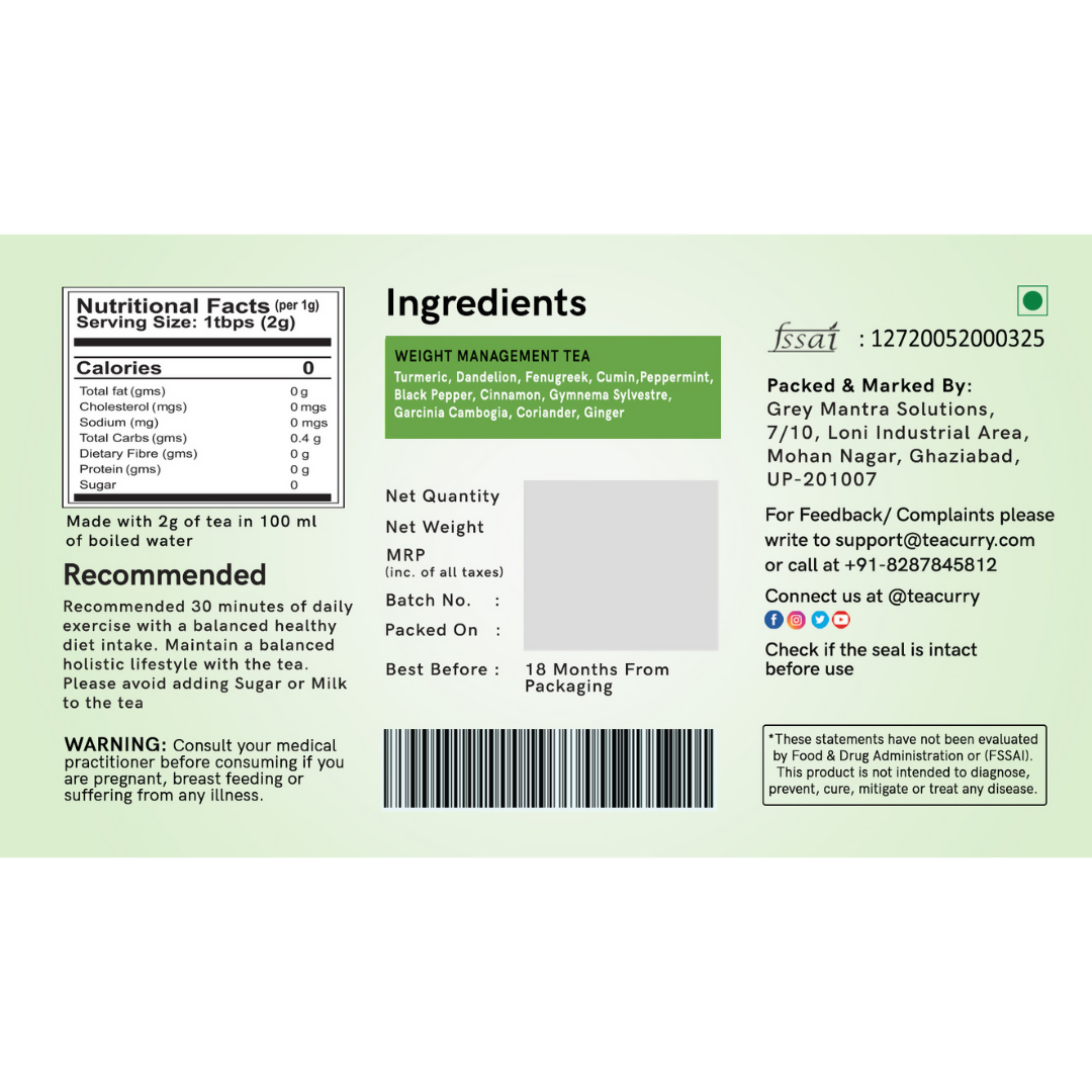 Teacurry Weight Management Tea | Grocsy