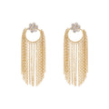 Nuyug 22K Gold Plated Crystal Studded Floral Stud Contemporary Dangler Earrings | Grocsy
