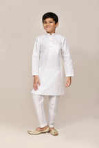 Joban Fashion Art Silk With Thread & Sequence Work White Kurta With Straight Fit Pant | Grocsy
