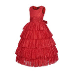 Asmaani Baby Girl's Red Colour Satin A-Line Maxi Full Length Dress (AS-DRESS-22109) | Grocsy