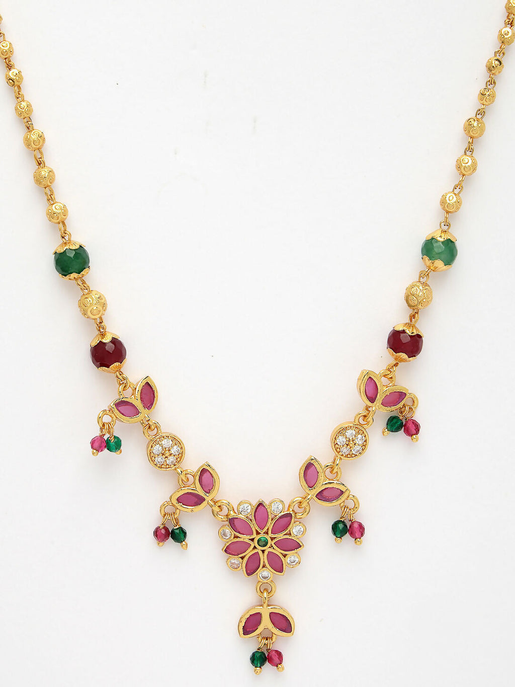NVR Women's Multicolor Gold-Polished Minimal Chain | Grocsy