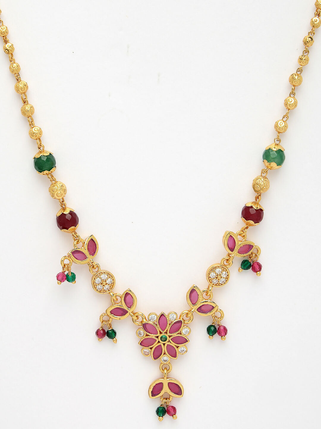 NVR Women's Multicolor Gold-Polished Minimal Chain | Grocsy