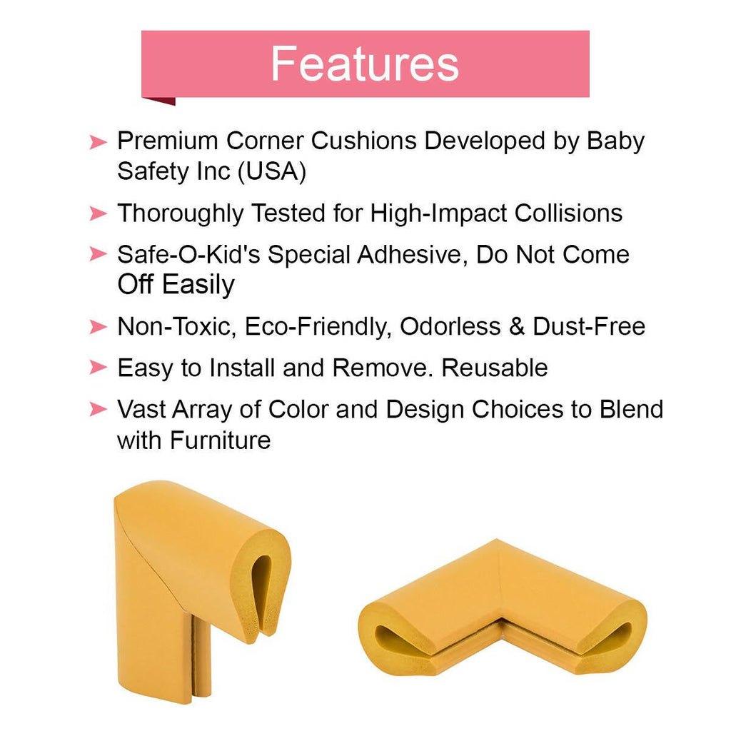 Safe-O-Kid High Qualityhigh Densityu Shapedmedium (5.5*5.5*3.5 Cm) Nbr Corner Cushions - Light Brown | Grocsy